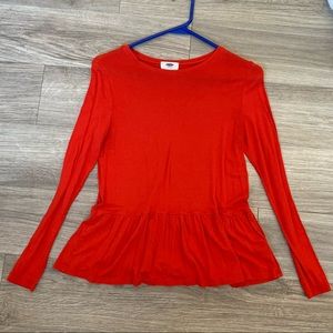 Red Peplum Old Navy Long Sleeve Shirt